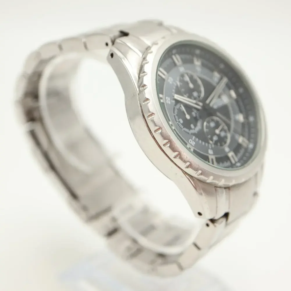 Fossil Mens Black Silver Tone Chronograph 42mm Watch Steel CH2446 w New Battery